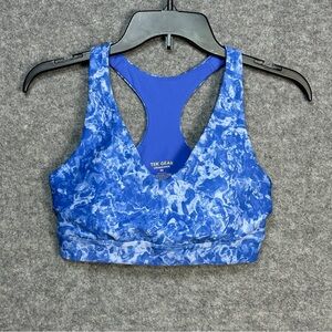 Tek Gear Active Women's Medium Ultra Stretch Blue White Racerback Sports Bra EUC